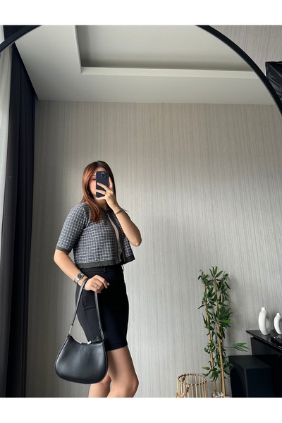 FASİON Green Short Sleeve Tape Collar Cardigan