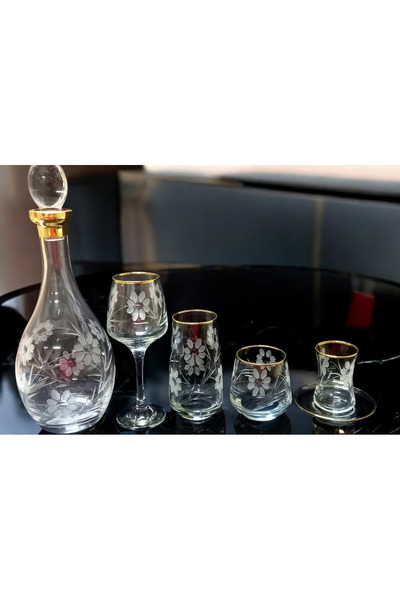 wes glass home 12 Kişilik (61PARCA)gercek Altin Yaldiz Ve Kristal Kesme Dekor...