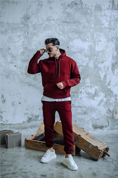BayBayan Ανδρικό Oversize Basic Υψηλής Ποιότητας Αθλητικό Μοντέλο Σετ Φόρμας