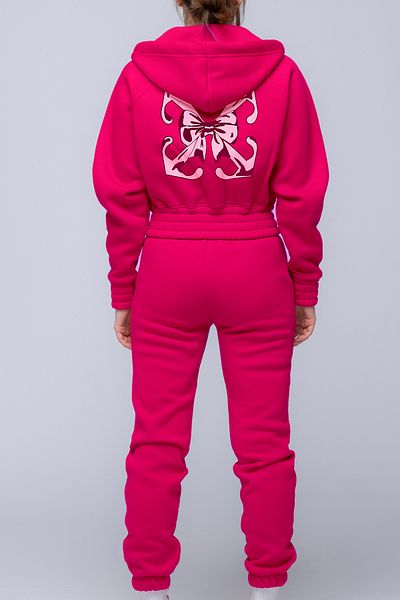 FEEL STYLE Σετ φόρμας βαμβακερής στάμπας με λευκό σχέδιο στην πλάτη - 3 κλωστές χοντρό ύφασμα