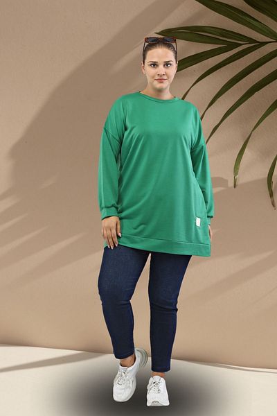 Ferace Women's Large Size Hijab Two Thread Mother Tunigi Green
