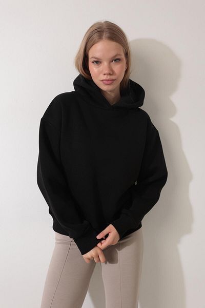 AMİDA Ethnic Embroidered Black Sweatshirt - Crew Neck - 2435