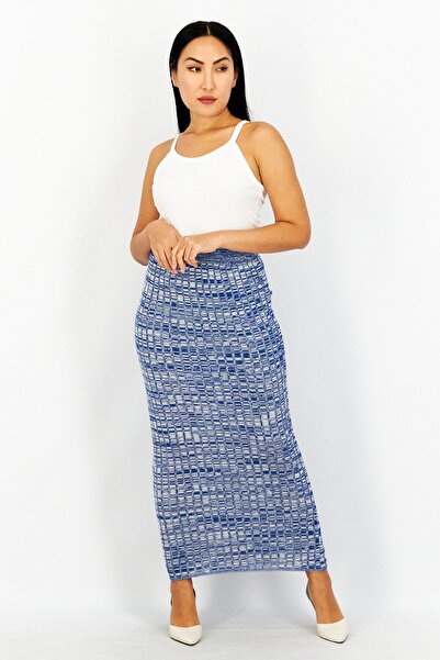 NA-KD Women Textured Maxi Skirt, Blue