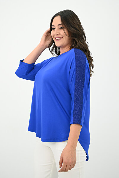 Koza Butik Γυναικεία μπλούζα μεγάλου μεγέθους με λεπτομέρειες από Glitter 1855