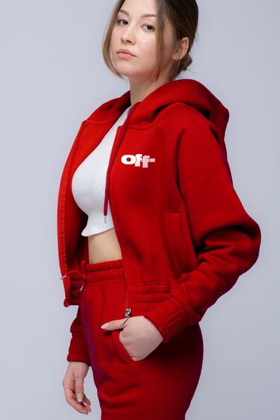 C&C OKULCUNUZ 3 Thread Thick Fabric Cotton - White Back Printed Tracksuit Set