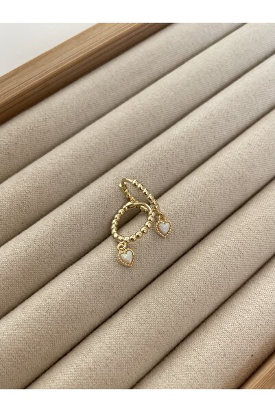 Sade Accessory Kalp Detaylı Opal Taşlı Halka Küpe