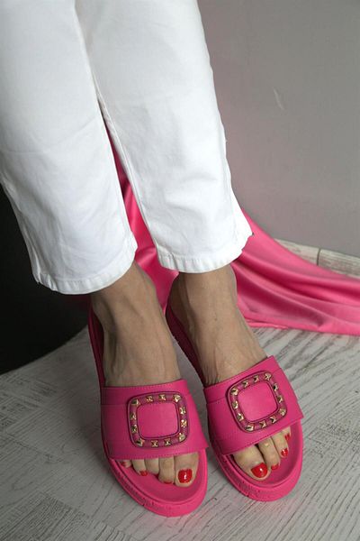 ShoeTek Fina Women's Slippers Pin Fuchsia Leather