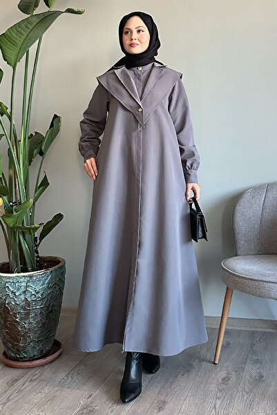 InStyle Gray Trench Coat with Belt and Bolero