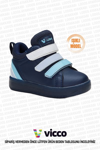 Vicco Rainbow Model Lighted Comfortable Baby Boy and Kids Boots Navy Blue
