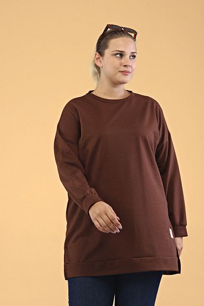 Ferace Women's Hijab Clothing Large Size Tunic Two Thread Brown