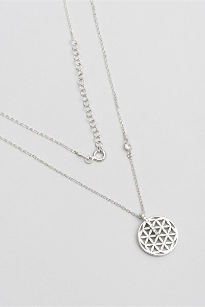 So CHIC... Yaşam Çiçeği 18 Ayar Beyaz Altın Kaplama 45 Cm Gümüş Kolye