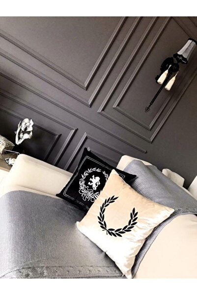 ref crea غطاء وسادة مطرز باللون الأسود من إكرو - باشاك