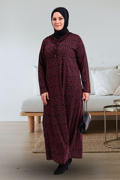 Ferace Îmbrăcăminte Marime Mari Rochie Hijab Mother Leopard Mother Claret Red