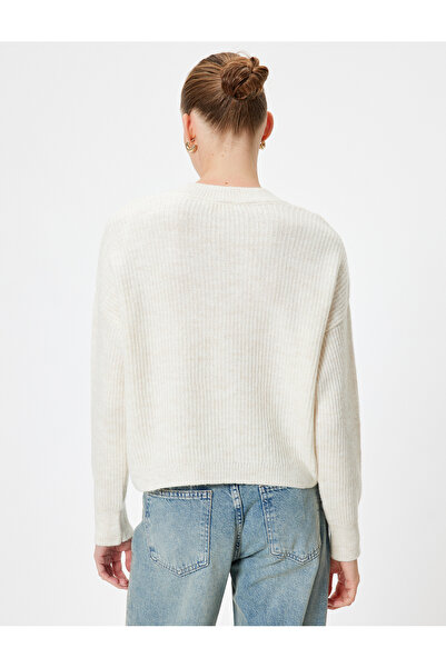 Koton V Yaka Triko Kazak Uzun Kollu Dokulu