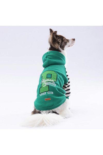 Pawstar Green Lucky Club Dog Hoodie Dog Sweat Dog Outfit Cat Outfit