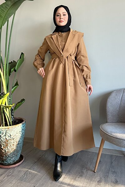 InStyle Camel Trench Coat with Belt and Bolero