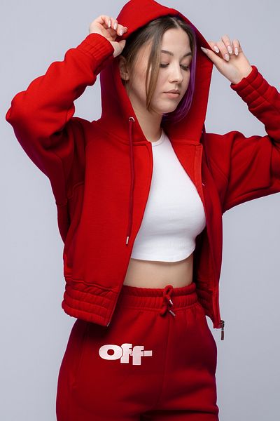 FEEL STYLE Βαμβακερό ύφασμα με 3 κλωστές - Σετ φόρμας με στάμπα σε λευκή πλάτη