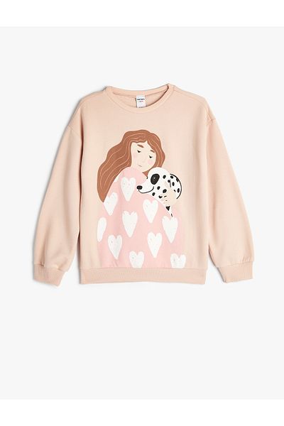Koton Dog Printed Crew Neck Long Sleeve Sweatshirt
