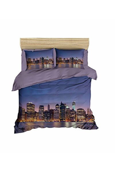 Fabeteks Newyork Night Scenery 3D Double Duvet Cover Set