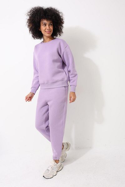 AMİDA Liliac Broderie Medusa - Hanorac oversize pentru damă, cu gât crew, 2446