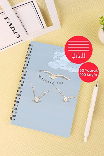 Anime Marketi دفتر مدرسي على شكل حلزوني مقاس A5 على شكل طيور، 50 ورقة، 100 صف...