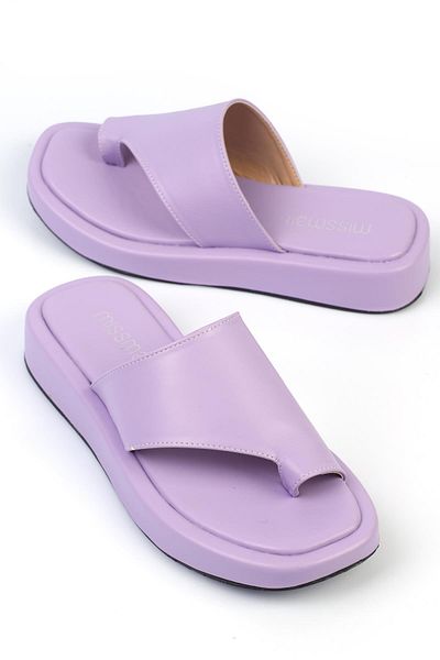 ShoeTek Papuci de damă Marivya din piele liliac - șlapi