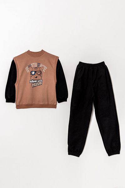 Tuffy Kids Boy's Printed Medium Thickness Knitted Top and Bottom Set 6-13 Years