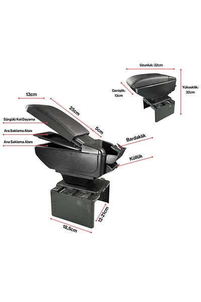 Techmaster Universal Armrest Compatible with All Vehicles - Sliding, Cup Holder and Ashtray
