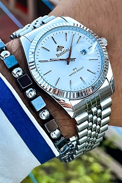 Bentini Bentini Calendared Steel Men's Wristwatch Night Gorus Phosphorized+Wristband