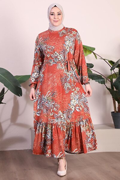 Ferace Γυναικείο φόρεμα μεγάλου μεγέθους Φόρεμα βισκόζης με σχέδιο παλάμης