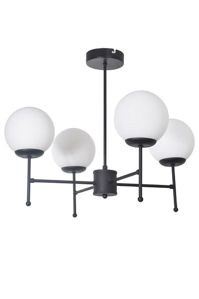 Modavize Axel Modern Design Living Room Dining Bedroom Kitchen Black Color White Glass Pendant Lamp 4-Piece Chandelier