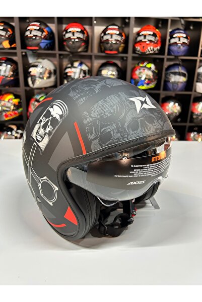 AXXIS HORNET S SV SKULLS B5 MATT RED