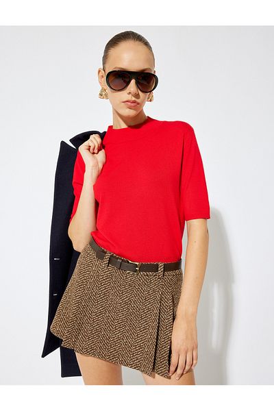 Koton Short Sleeve Basic Stand Collar Knitwear Sweater