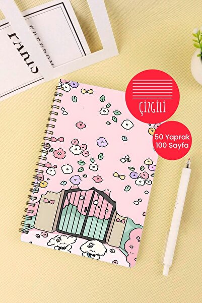 Anime Marketi Kawaii لطيف تحت عنوان A5 دفتر المدرسة دوامة 50 ورقة 100 صفحة - مسطر