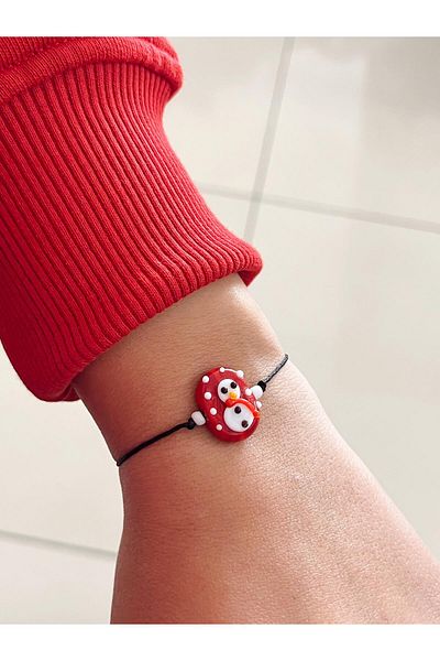 SWORDS CONCEPT Handmade Murano Glass Christmas Themed Snowman Bracelet