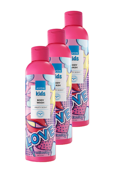 AVON Kids Love Çocuklar İçin Meyve Kokulu Vücut Şampuanı 200 Ml. Üçlü Set