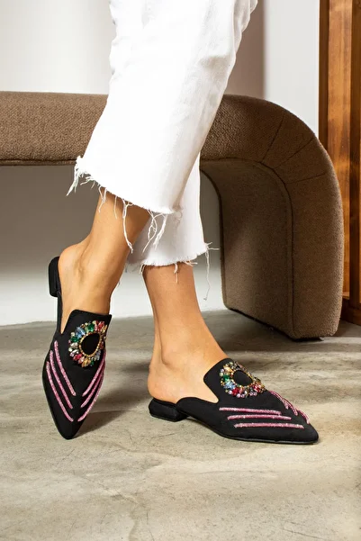 ShoeTek Silana Women's Slippers Stoned Black Satin