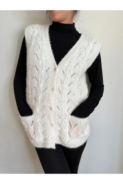 Çeyizcim Knitwear Soft Knitted Vest with Buttoned Pocket Detail