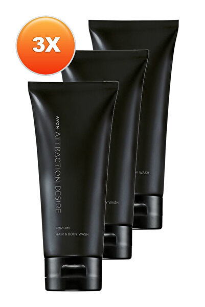 AVON Attraction Desire Erkek Saç ve Vücut Şampuanı 200 Ml. Üçlü Set