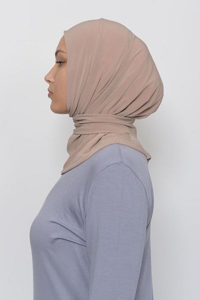 Altobeh Σκούρο μπεζ Hijab Φουλάρι - Σχεδιασμός έτοιμο με κουμπωτά