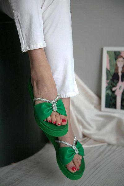 ShoeTek Romola Women's Slippers Stoned Green Leather