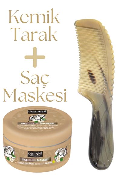 Dermokil 20 cm Bone Comb and 300 ml Natural Hair Mask - 2-Piece Hair Care Set