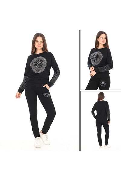 Ferri Ferrucci Crystal Stoned Zippered Cotton Women's Tracksuit Set
