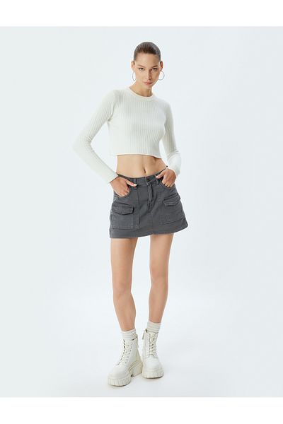 Koton Comfortable Mini Shorts Skirt - Pocket Detail and Buttons