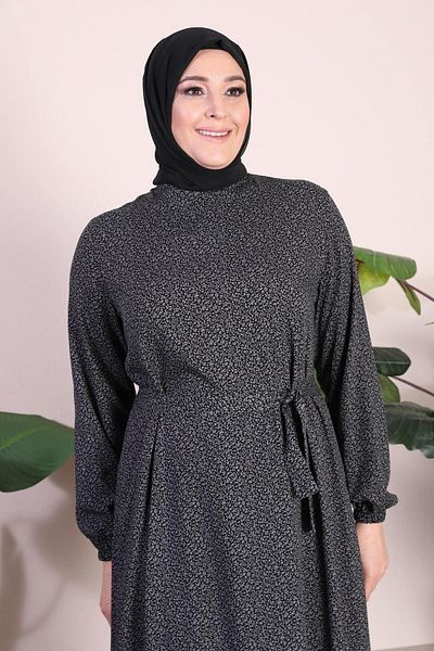 Ferace Women's Large Size Dress Hijab Clothing Prevailing Collar Crispy Pattern