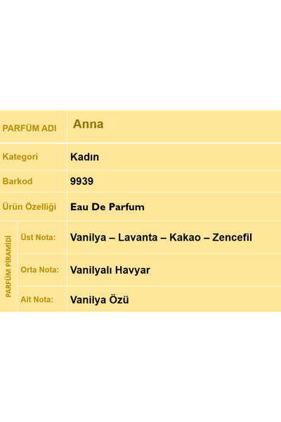 nurxos 9939 Anna Edp 30 ML Oriental Kadın Parfümü