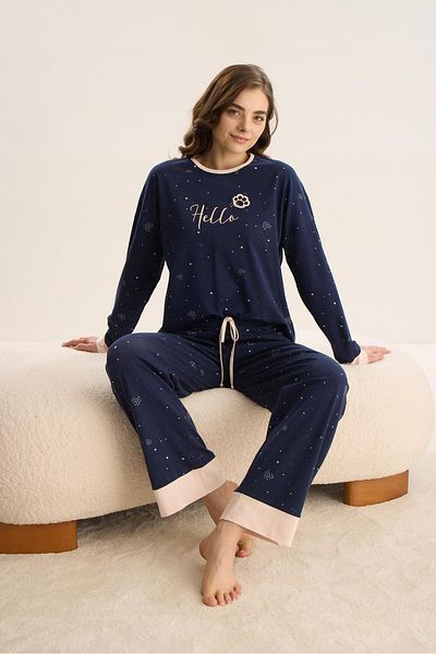 Sevim Γυναικεία μακρυμάνικη πιτζάμες Navy Blue - C9T3N0O61