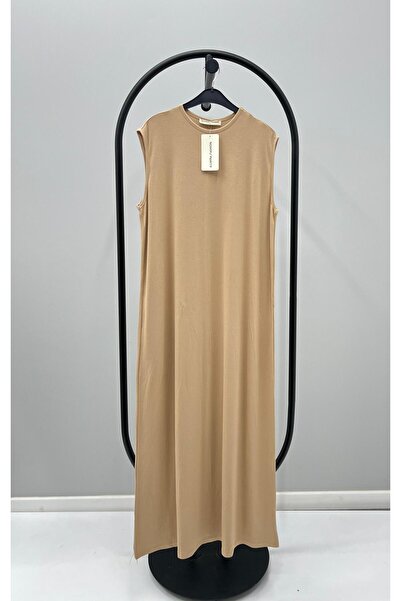 ALLMİRA FASHION فستان من الجمل برقبة دائرية وأكمام طويلة