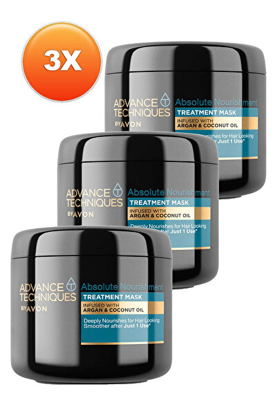 AVON Advance Techniques Argan ve Hindistan Cevizi Yağı İçeren Saç Maskesi 375 Ml. Üçlü Set