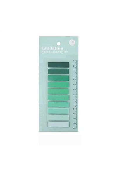 GUGUK 10 Colored Green Shades Themed Ruled Index - Post-It Sticky Note